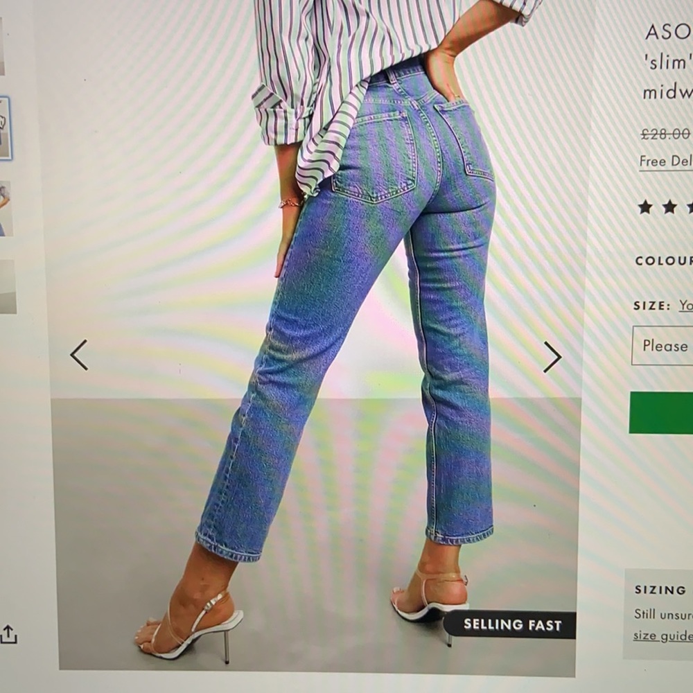 ASOS high rise stretch ‘slim’ straight leg jeans